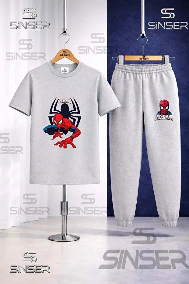 Детский комплект футболки и штанов с принтом Ss Sinser, Black - Gray - Navy Blue — фото 3