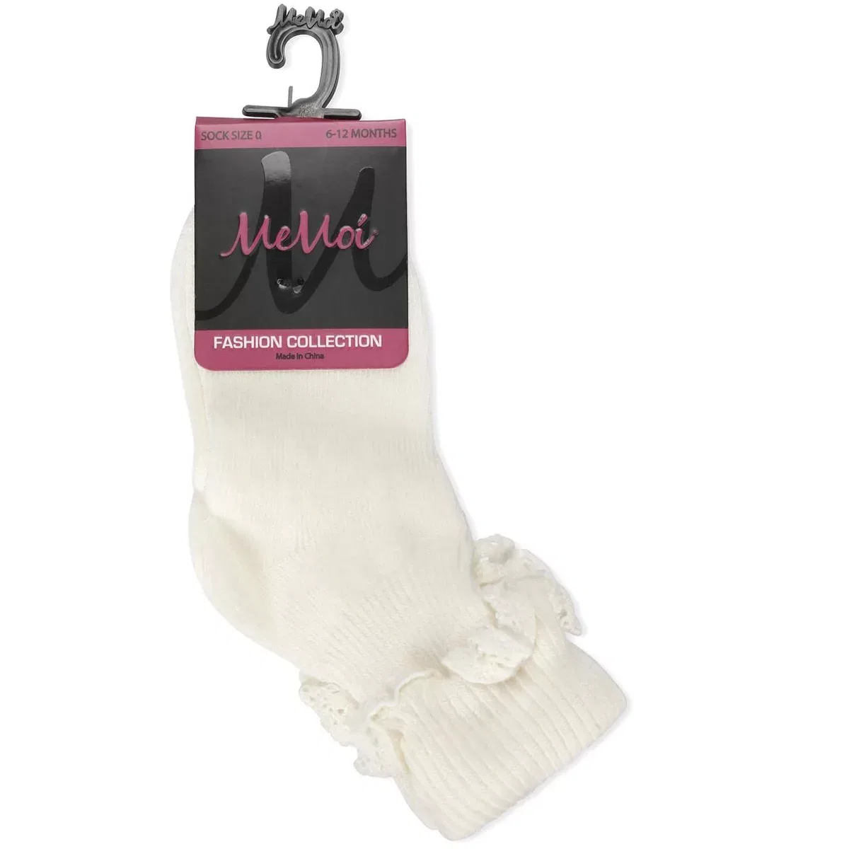 Детские носки для девочек хлопковые с оборкой Memoi LEGWEAR, Ivory — фото 4