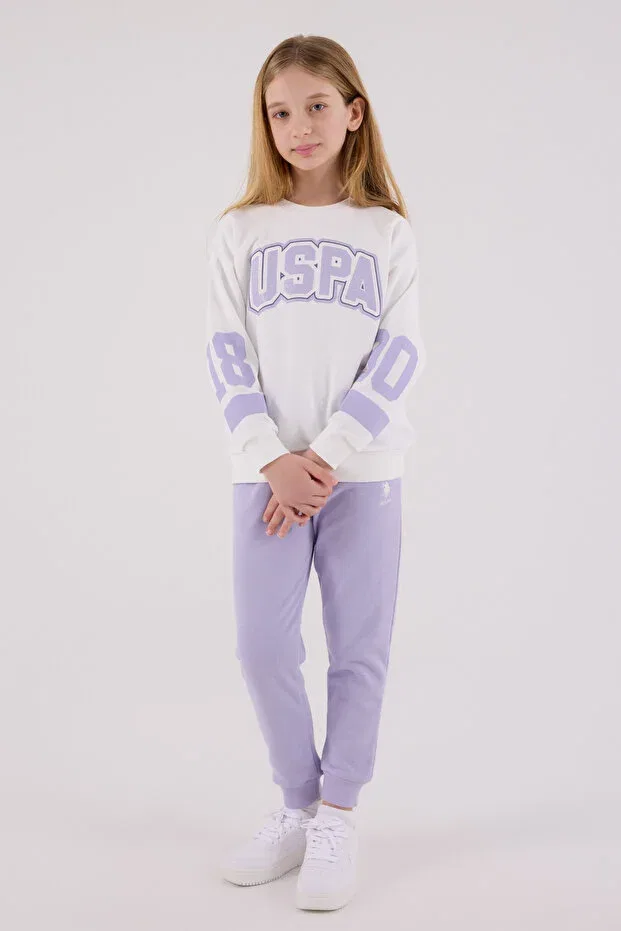 Детский спортивный костюм для девочек хлопковый U.S. Polo Assn., White — фото 4