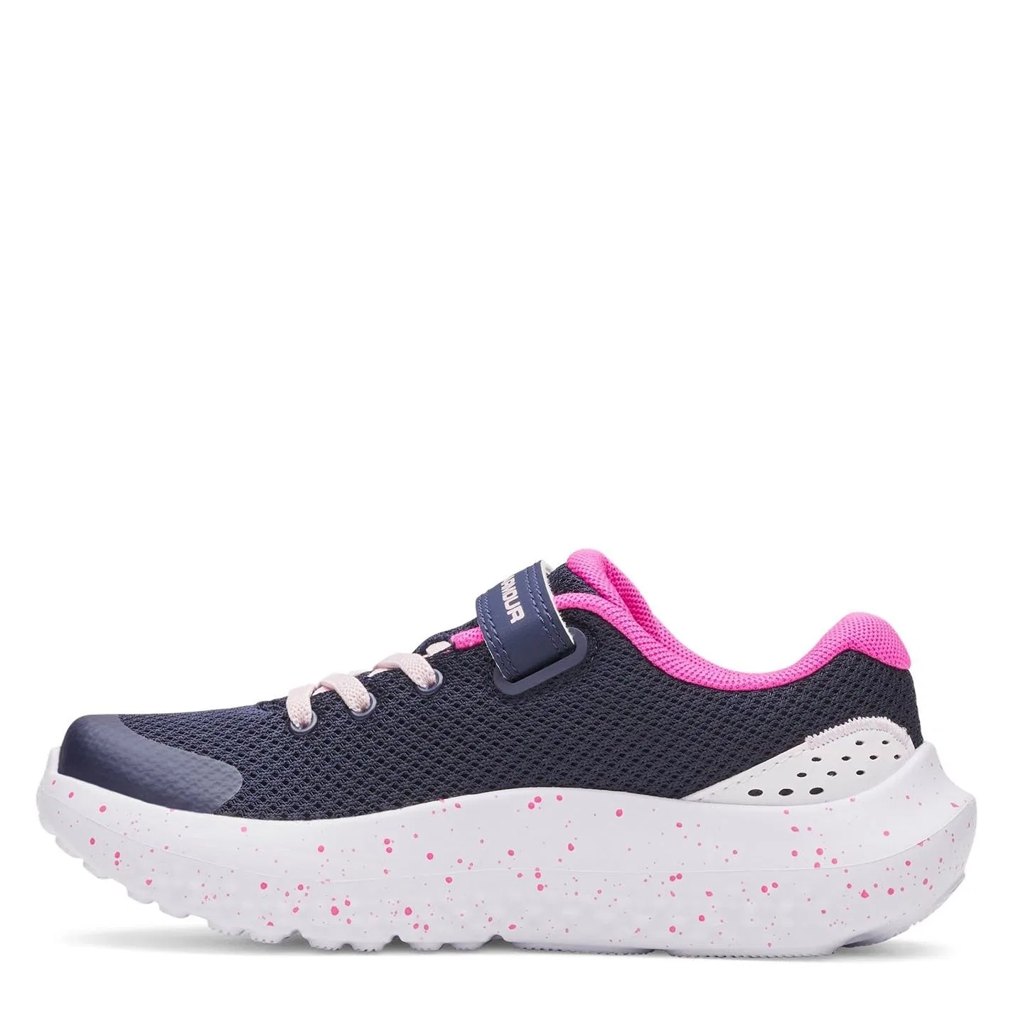 Детские кроссовки для девочек с шнуровкой Ua Bps Surge 4 Ac Under Armour, Navy Pink — фото 2
