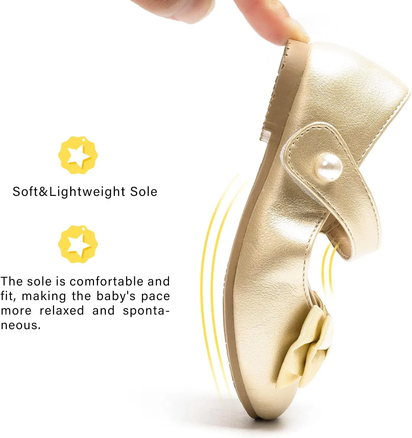 Детские туфли Мэри Джейн для девочек FUNKYMONKEY, Gold Bowknot — фото 4