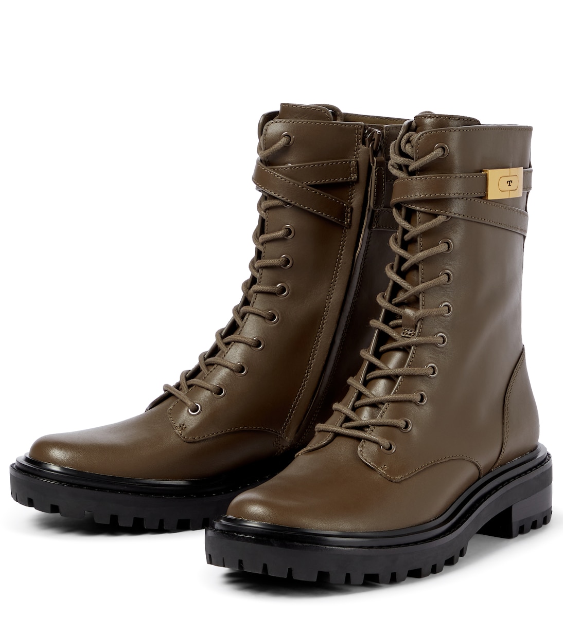 Боевые ботинки из кожи T Hardware Tory Burch, оливковый — фото 3