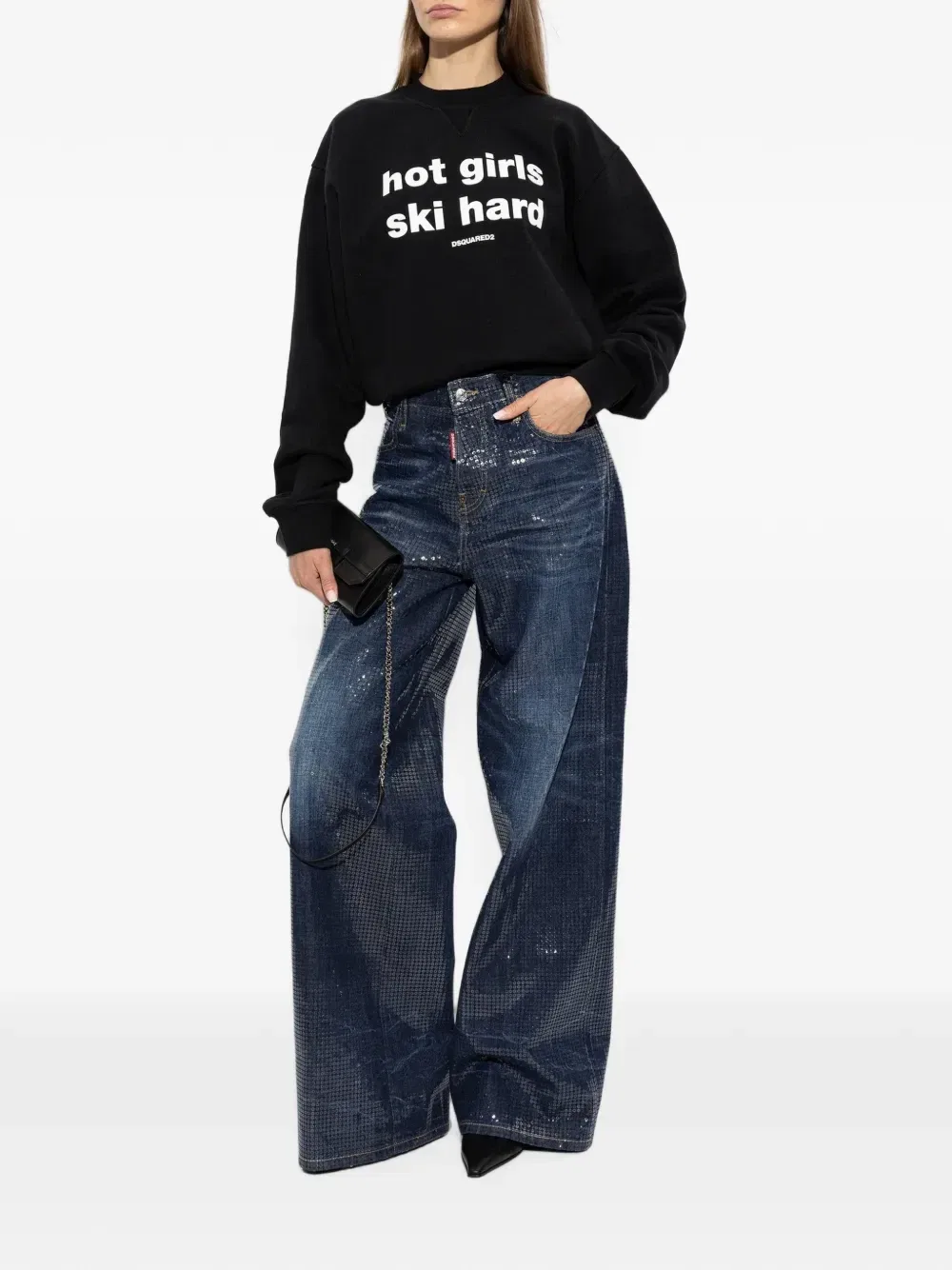 Мешковатые джинсы расшитые пайетками DSQUARED2, синий — фото 2