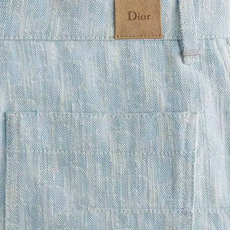 Женские джинсовые шорты прямого кроя Light Blue DIOR — фото 4