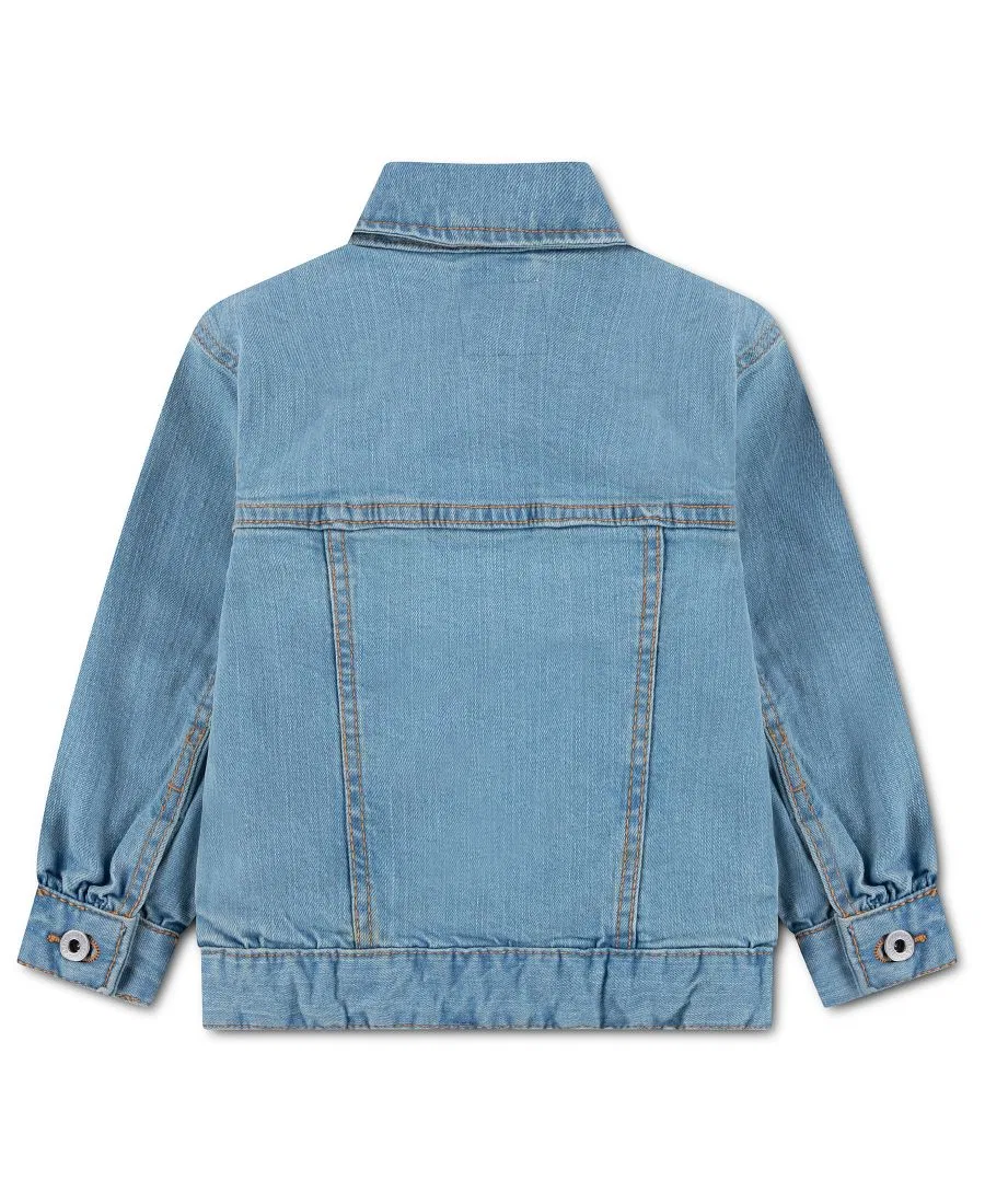 Детская джинсовая куртка с вышивкой цветов, модель Embroidered Denim Jacket abercrombie kids, Clear As Day — фото 2