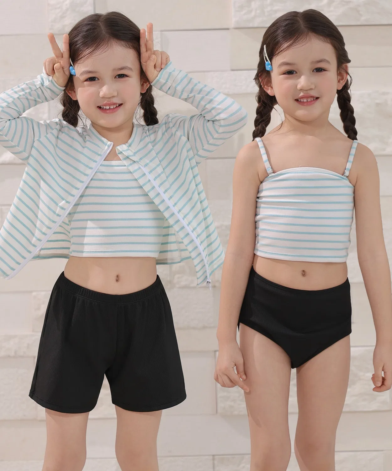 Детский комплект для девочек с длинным рукавомTeddyShop, White Blue