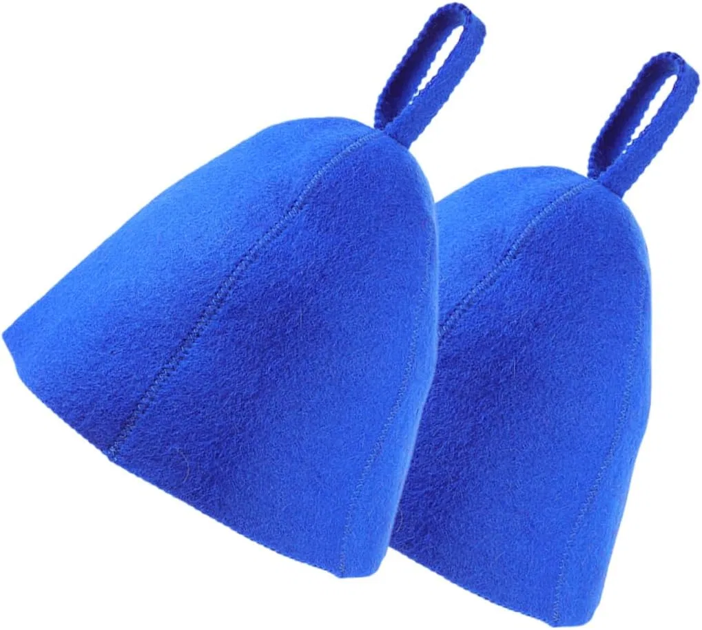Saunahüte aus Wolle, 2 Stück, Blau, KONTONTY