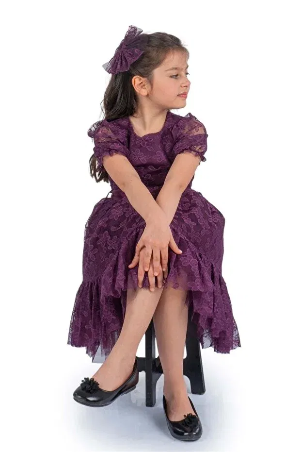 Детское платье для девочек кружевное Daisy lace Mnk, Purple — фото 3