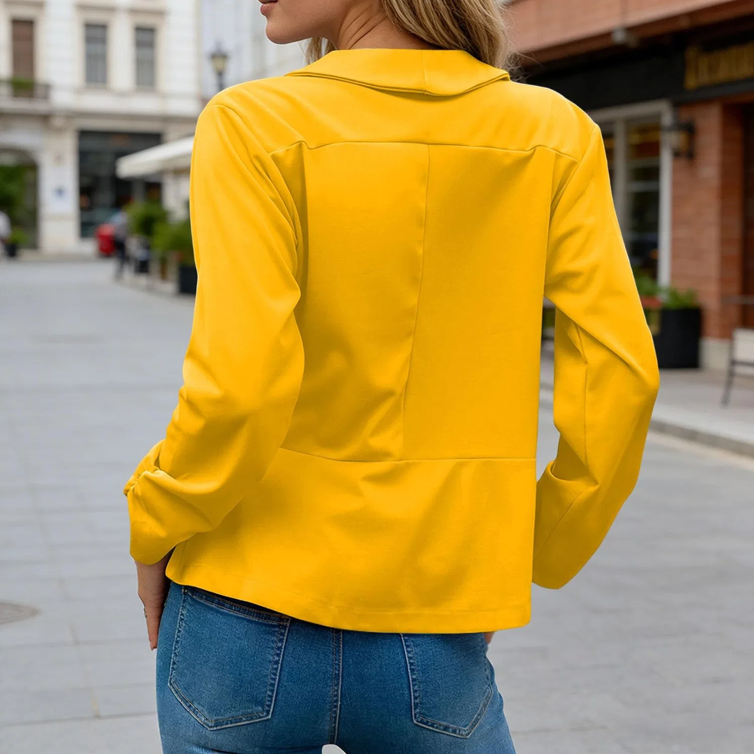 Женское двубортное пальто с пиджачным воротником, Giallo — фото 3