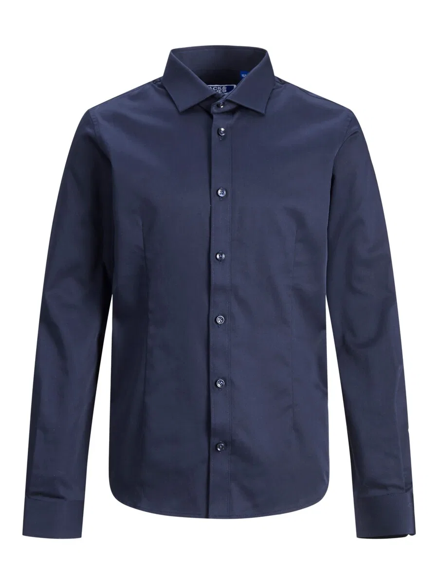 Детская рубашка Jack & Jones Junior стандартного кроя на пуговицах, модель, темно-синего цвета