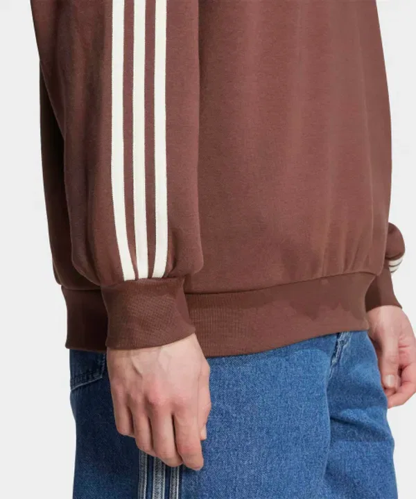 Свитшот оверсайз Adidas, коричневый/белый — фото 4
