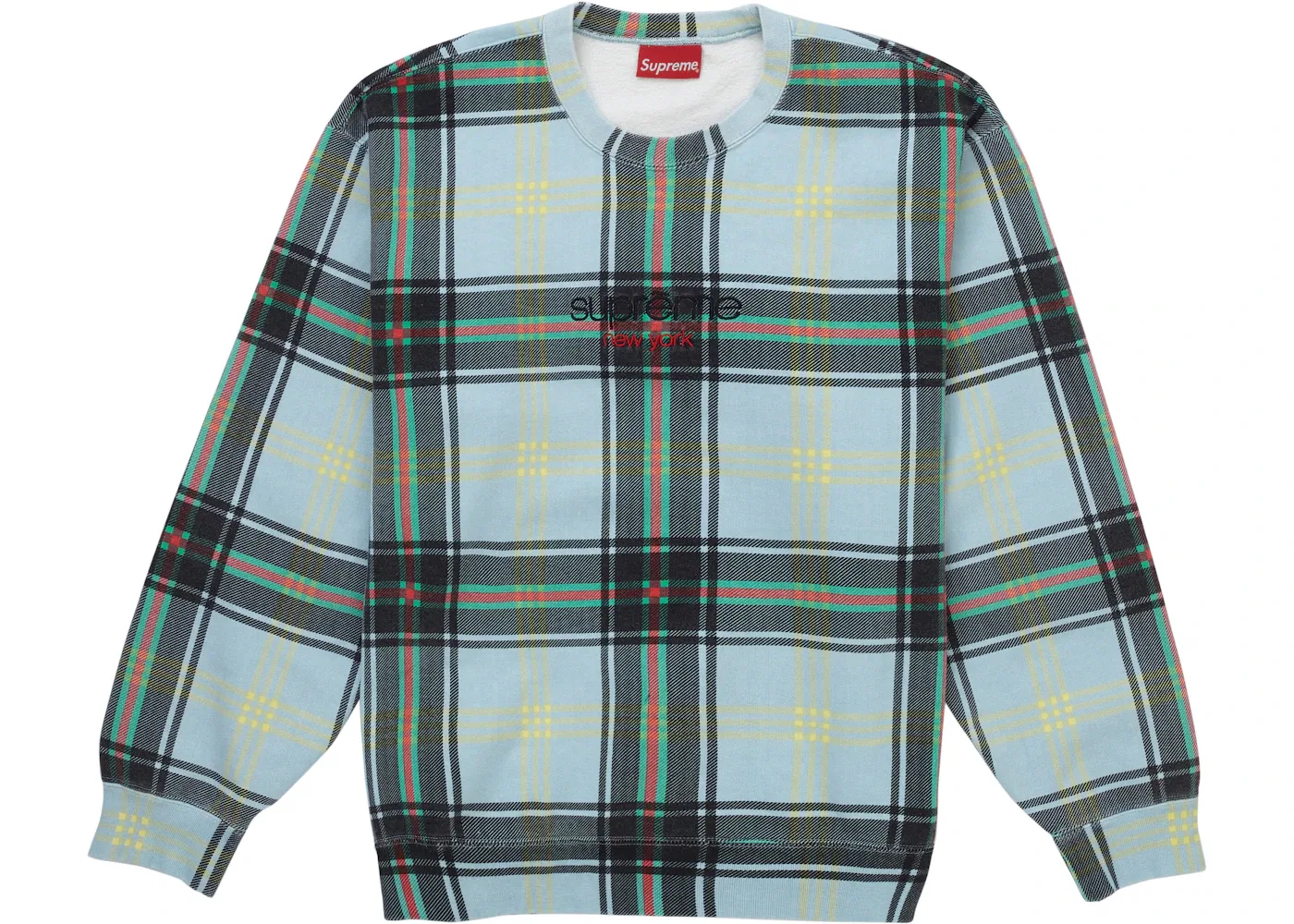 Мужской свитшот с принтом Supreme Plaid Crewneck, Light Blue