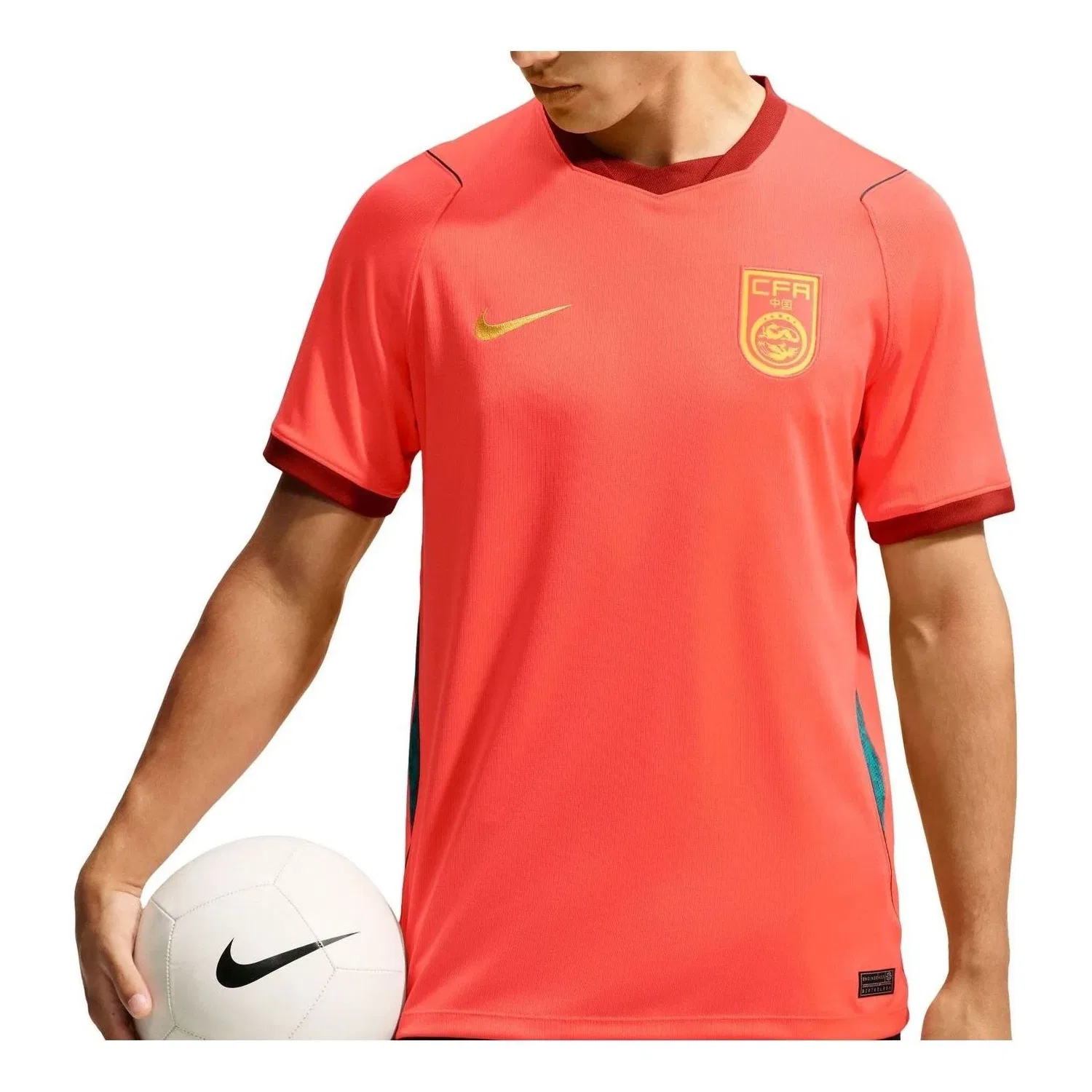 Мужская футболка с коротким рукавом Nike Stadium Home Dri-FIT Replica Jersey Bright Crimson Team Red Midnight Turquoise, красный