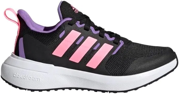 Детские кроссовки для девочек с эластичной шнуровкой Fortarun 2.0, Core Black/Beam Pink/Violet Fusion