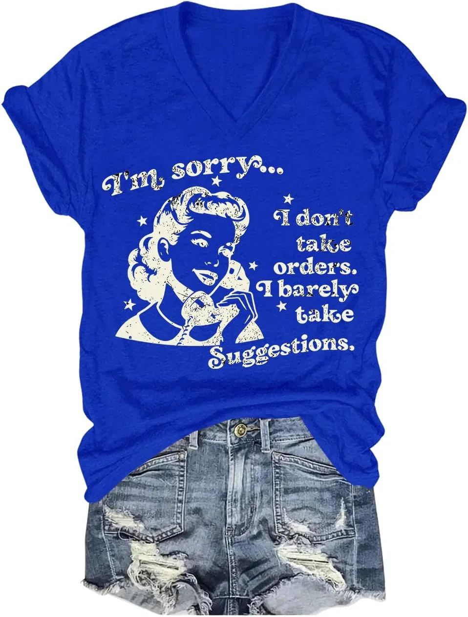 Унисекс футболка с принтом I Don't Take Orders I Barely Take Suggestions, Sapphire Blue-1