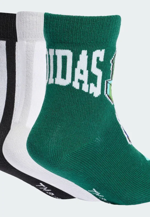 Детские носки Adidas Minecraft, 3 пары в упаковке, унисекс - носки Adidas Sportswear, черный/зеленый/светло-серый — фото 3