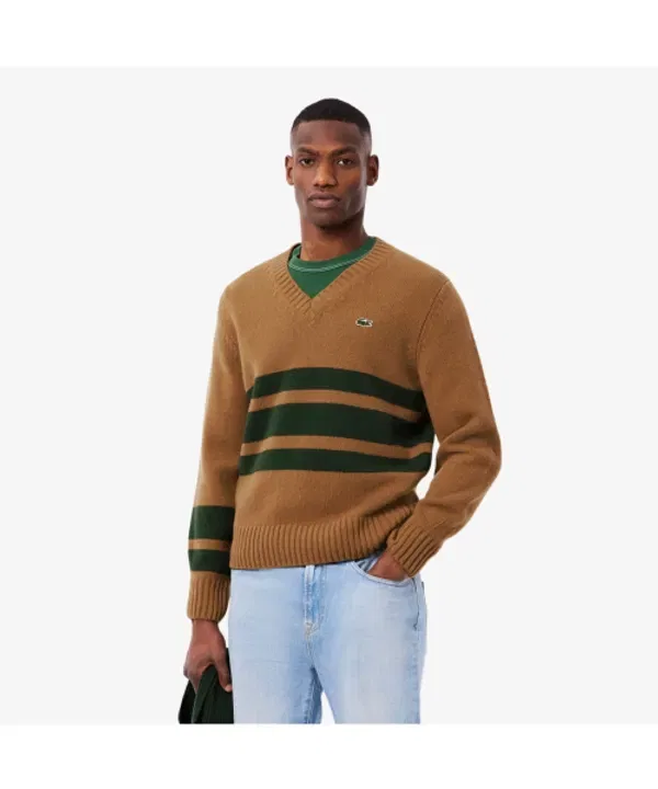 Свитер мужской с V-образным вырезом, полосатый, ah5180-55n 9iq, Lacoste