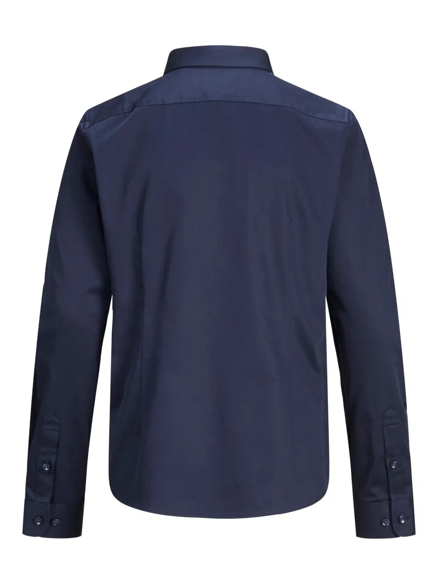 Детская рубашка Jack & Jones Junior стандартного кроя на пуговицах, модель, темно-синего цвета — фото 3