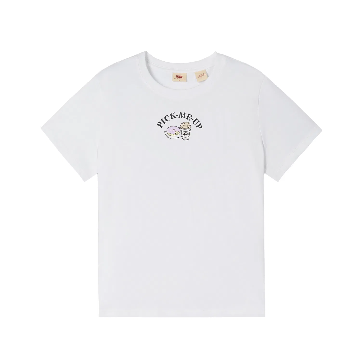 Женская футболка с круглым вырезом, свободного кроя White Coffee, Levis, White