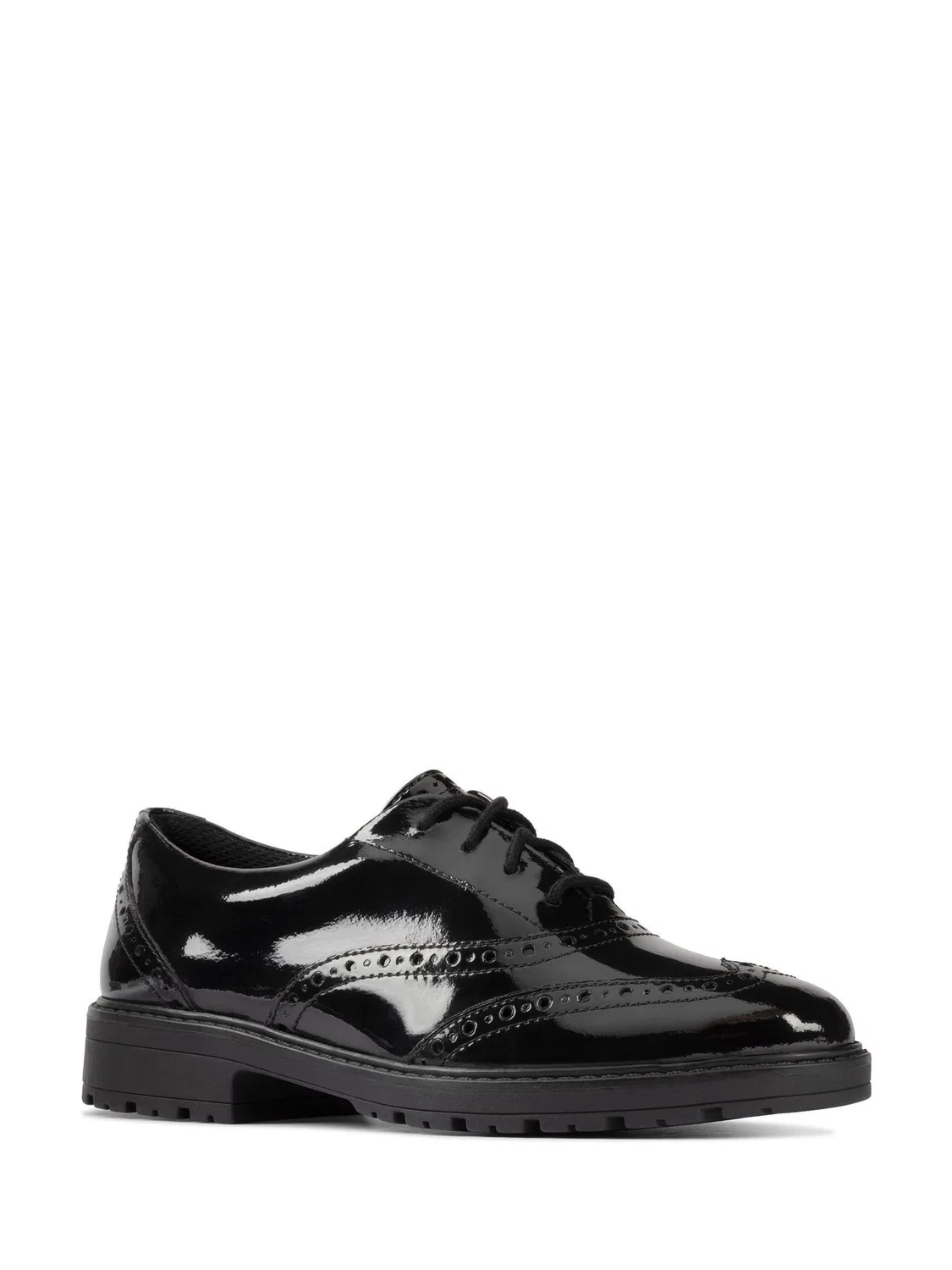 Туфли броги Clarks Loxham, черные, для девочек — фото 3