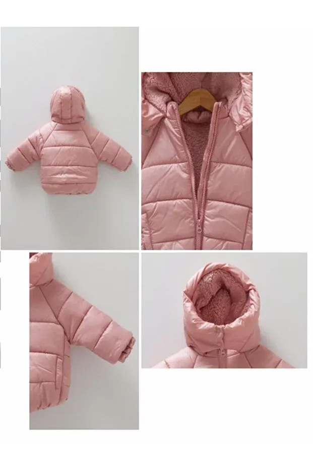 Детское пальто для девочек с меховым воротником Caramell, Dark Pink — фото 2