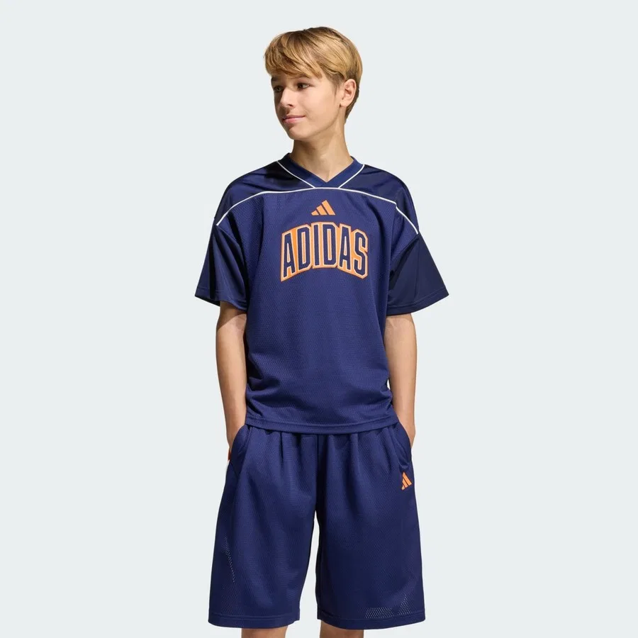 Футболка спортивная с принтом Stadium Mesh Basketball Shirt adidas, Красно-белый