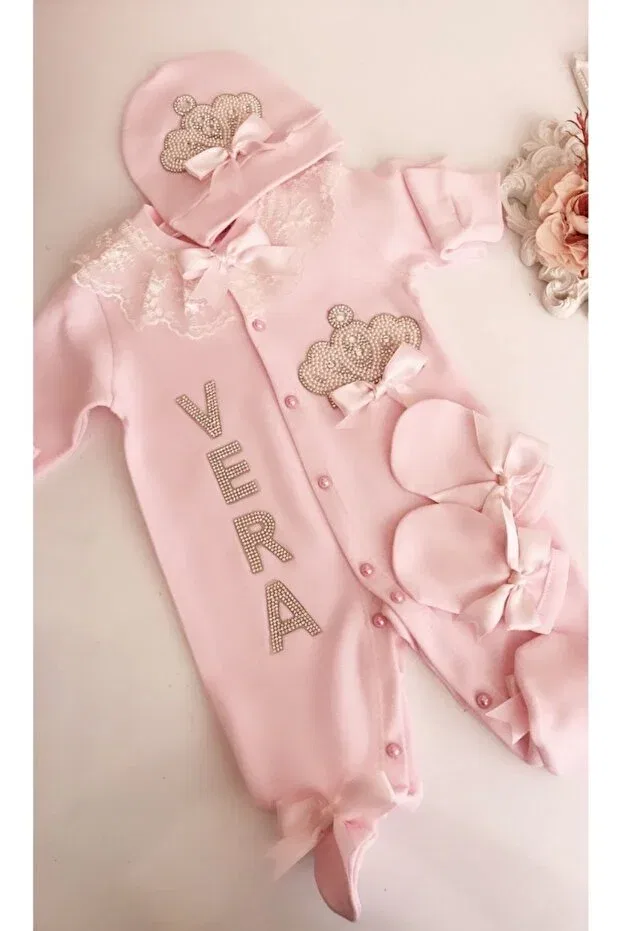 Детский комбинезон для девочек с коротким рукавом Ela, Baby Pink