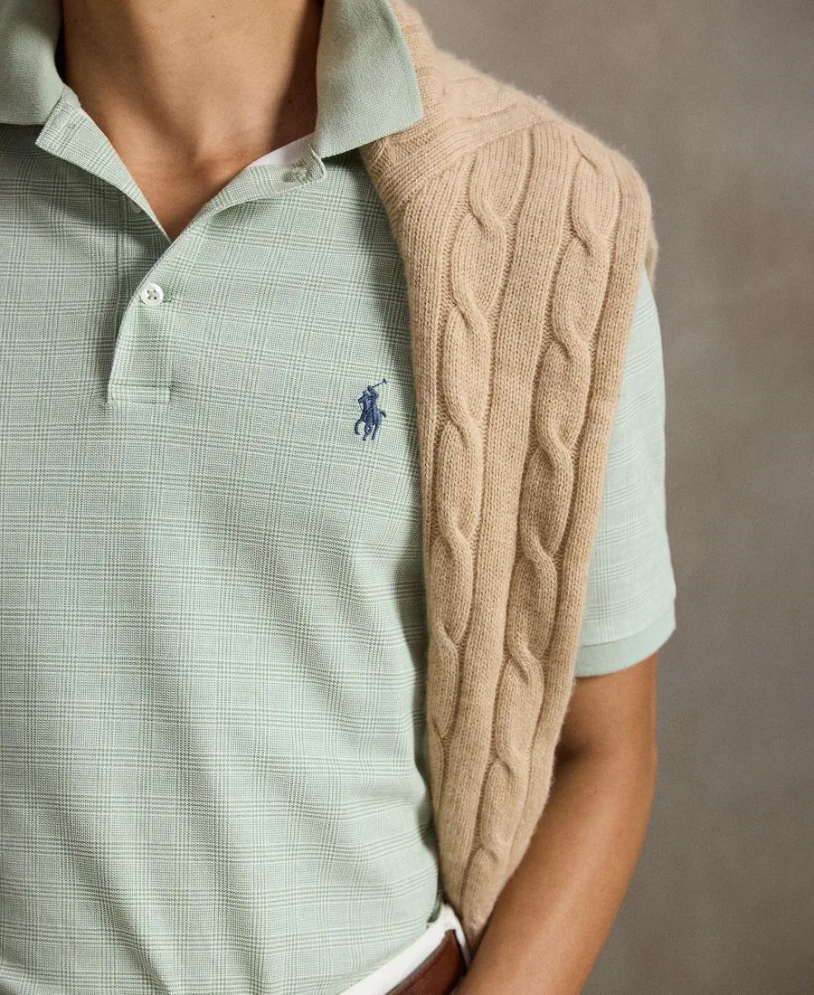 Поло с принтом Glen Plaid Polo Ralph Lauren, Small Glen-Light Green — фото 3