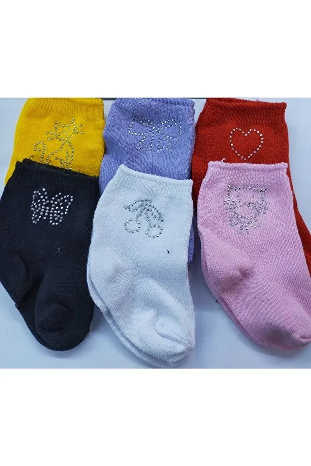 Детские носки-следки с графическим принтом Özkardeşler Baby, Black White Yellow Yellow Red Pink Lilac