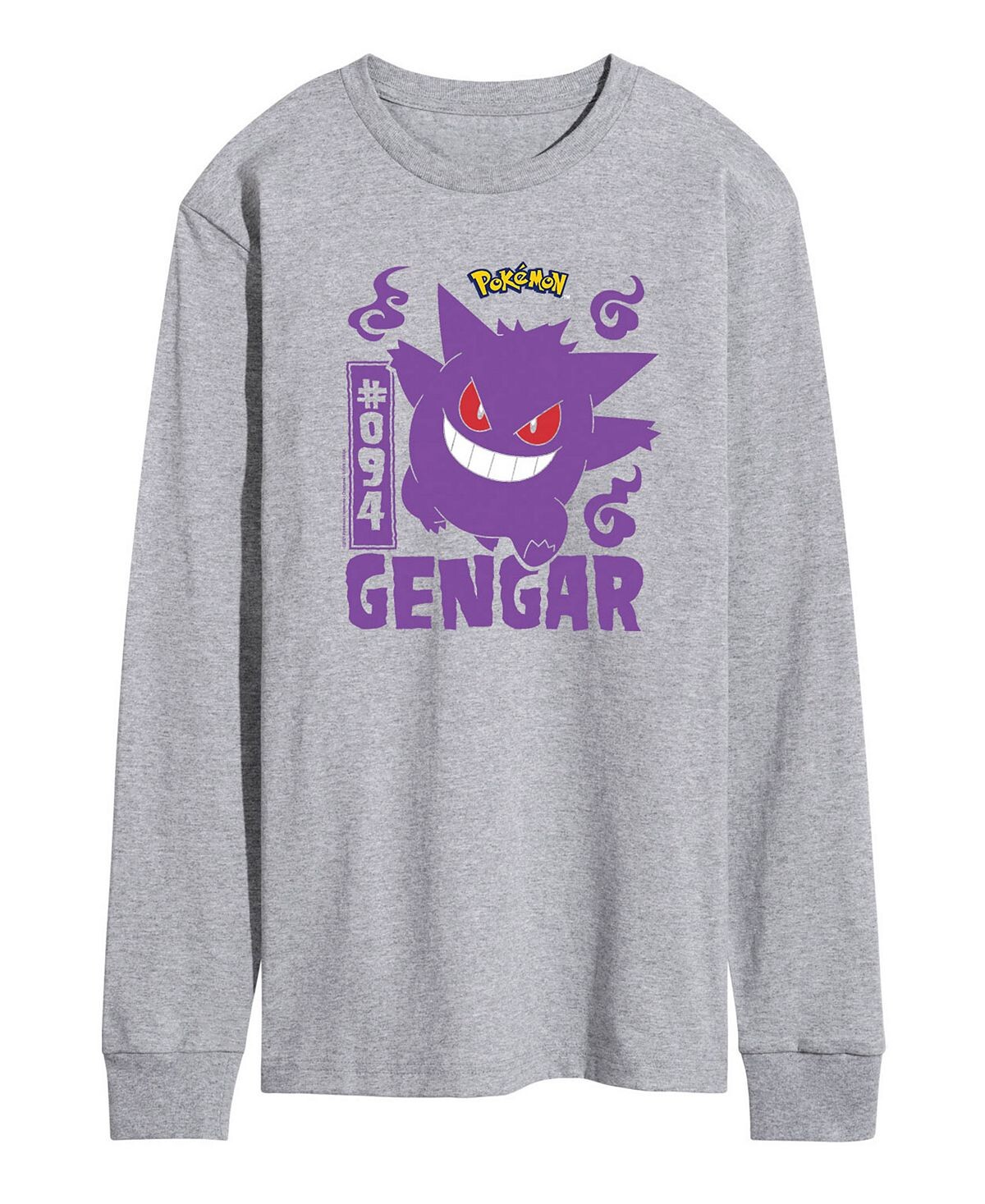 

Мужская футболка с длинным рукавом pokemon gengar AIRWAVES, серый