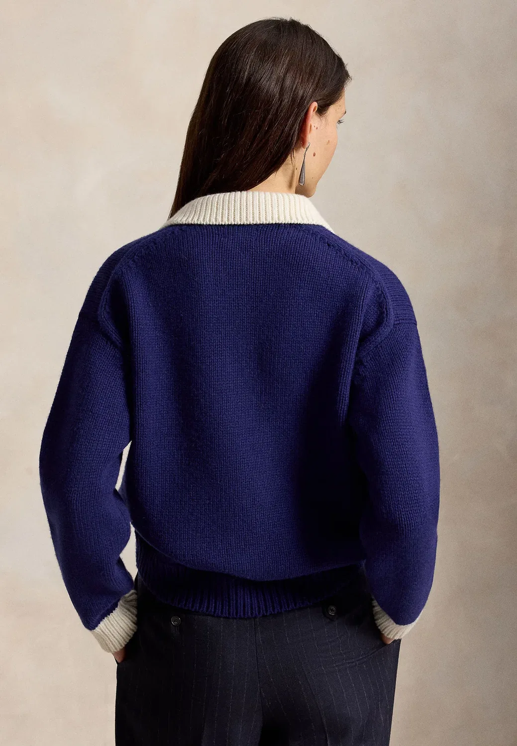 Большой шерстяной свитер для регби "Big Pony" Polo Ralph Lauren, Royal/Cream — фото 3