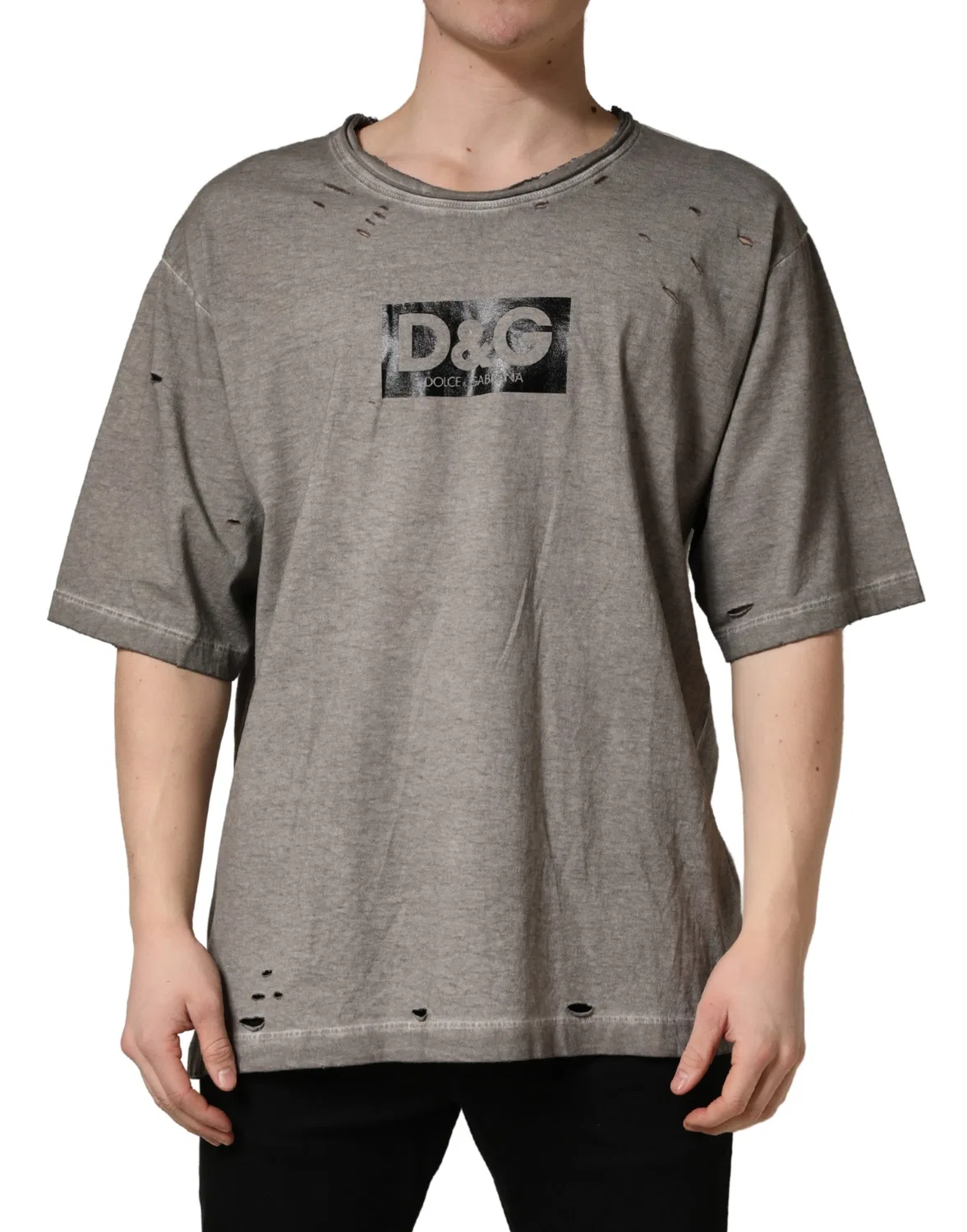 Мужская футболка с принтом логотипа DG Logo Print Cotton Round Neck, Dolce & Gabbana, Gray