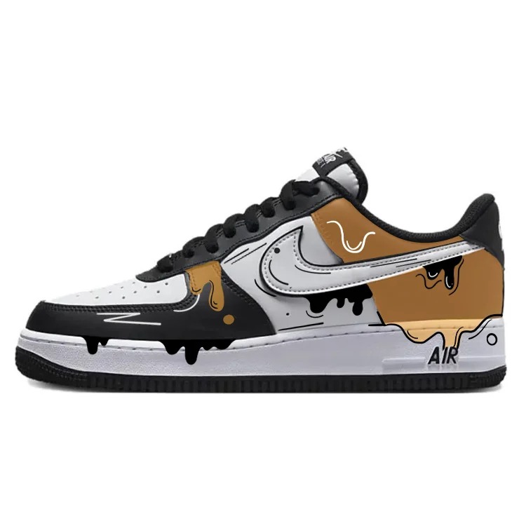 

Кастомизированные кроссовки Nike Air Force 1 Skateboarding Shoes Unisex, белый/черный/желтый