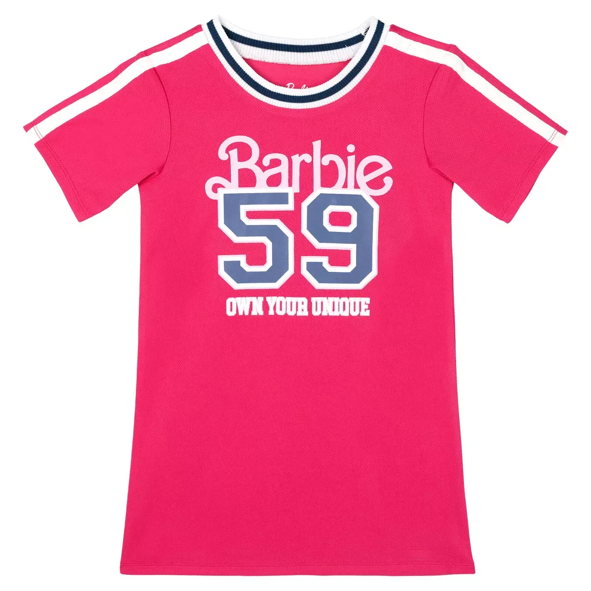 Детское платье-футболка из сетки с коротким рукавом Barbie, Fuchsia Pink
