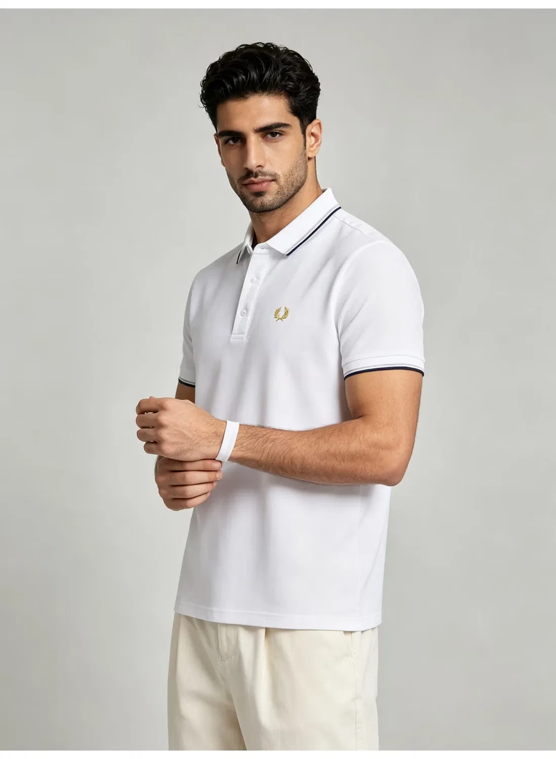Поло с контрастными полосками, короткий рукав Fred Perry, белый — фото 2