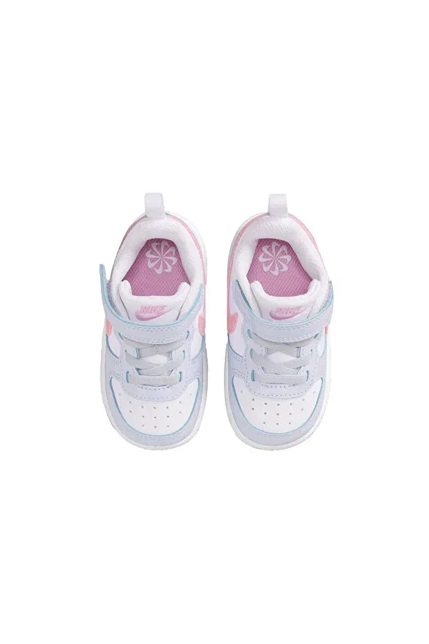 Детские кроссовки для девочек с липучкой Court Borough Low Ess+ Nike, Light Blue/White — фото 4
