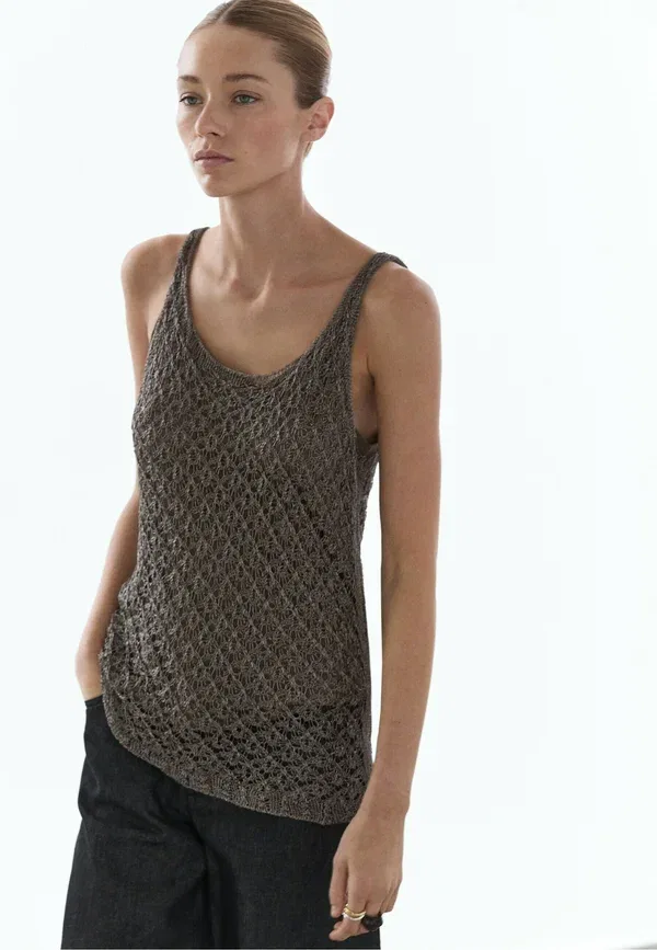 Топ из вискозы Massimo Dutti, khaki, хаки