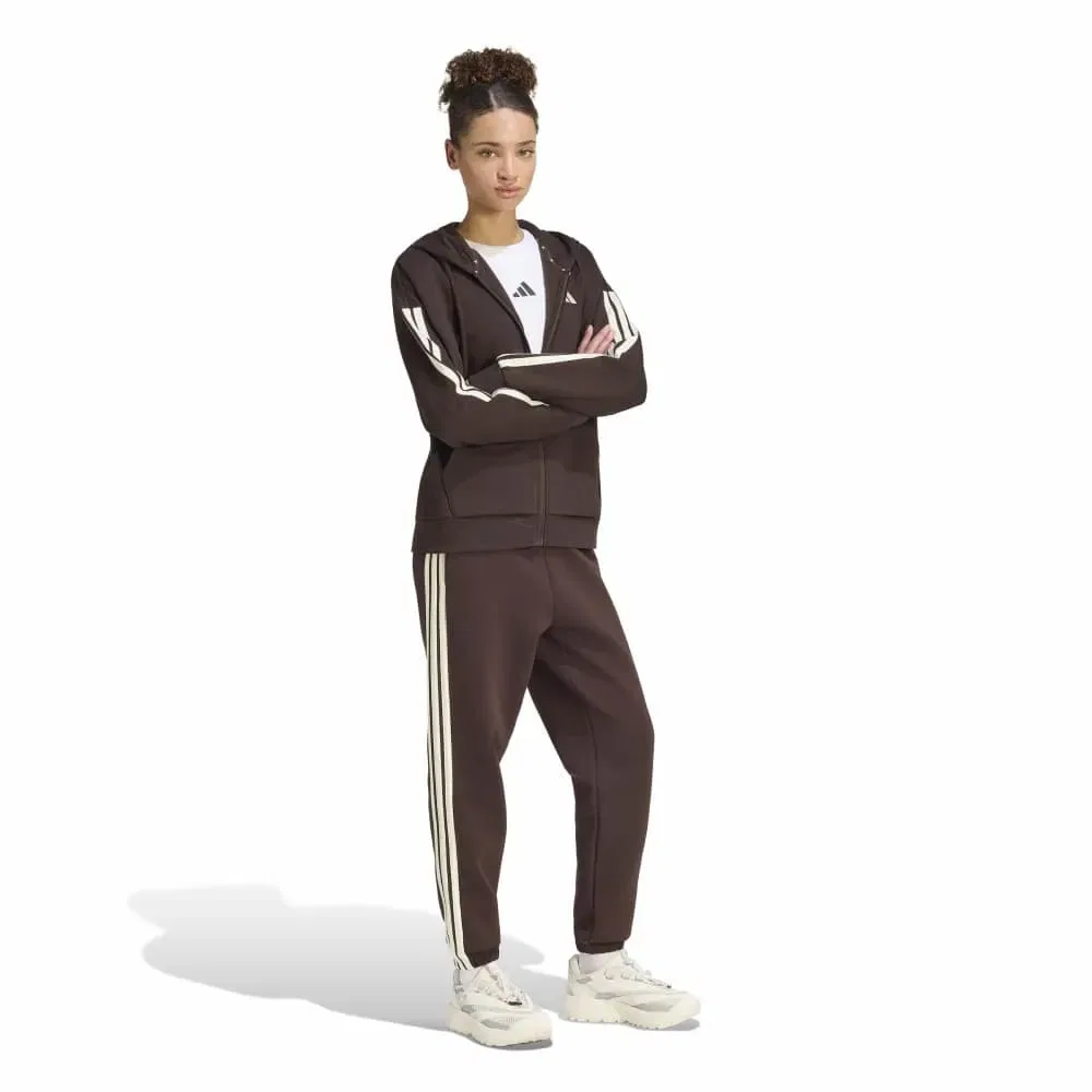 Худи на молнии Adidas Essentials 3 Stripes Fleece, коричневый — фото 4