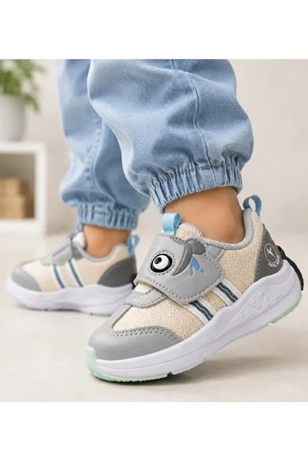 Детские спортивные туфли для мальчиков с липучкой Cool Orion First Step Kocamanlar, Gray — фото 3