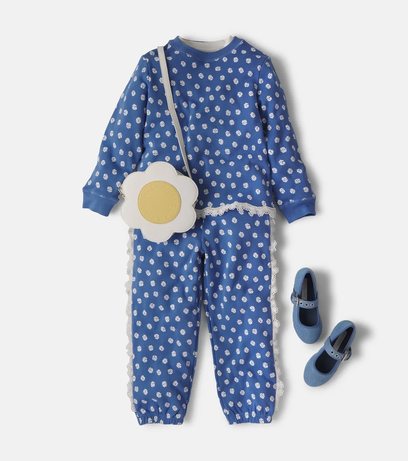 Свитшот хлопковый с цветочным принтом Stella Mccartney Kids, синий — фото 2