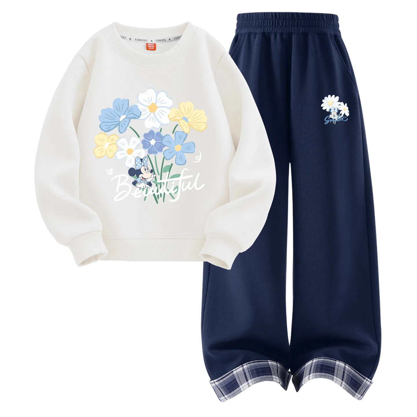 Детский комплект спортивной одежды с круглым вырезом Disney, Di Feichi Navy Blue+Di Happy K Navy Blue — фото 3