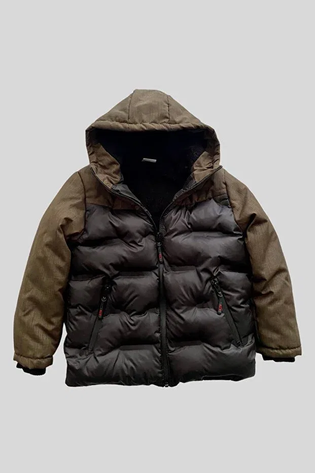 Детское пальто для мальчиков с капюшоном Piece model Turuncu Gardrop, Khaki