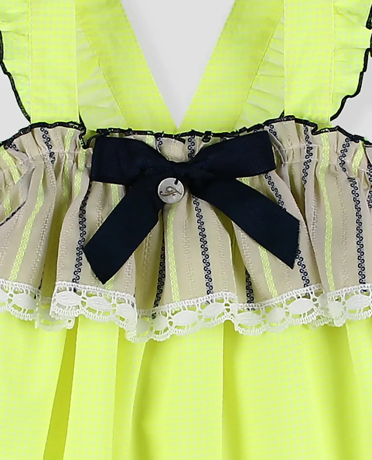 Детское платье для девочек с воланами Vichy Fluor Foque, Amarillo Flúor — фото 4
