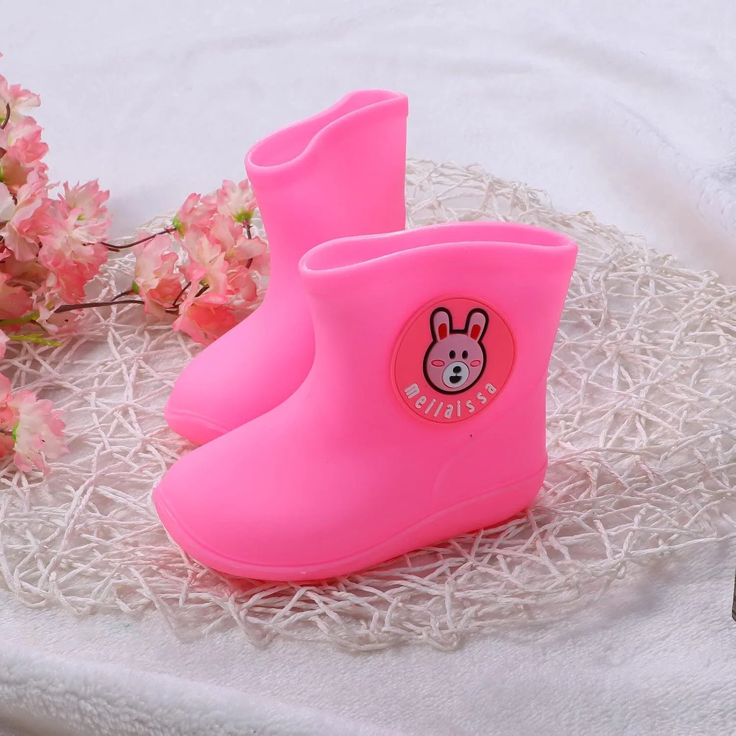 Детские сапоги для девочек с принтом Rain Boots, Pink — фото 4