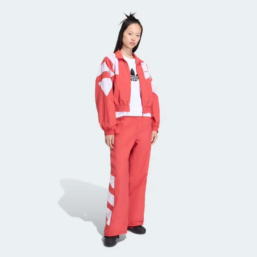 Женская олимпийка на молнии оверсайз adidas BLOCKED WASHED ZIPPED TRACKTOP, Better Scarlet — фото 3