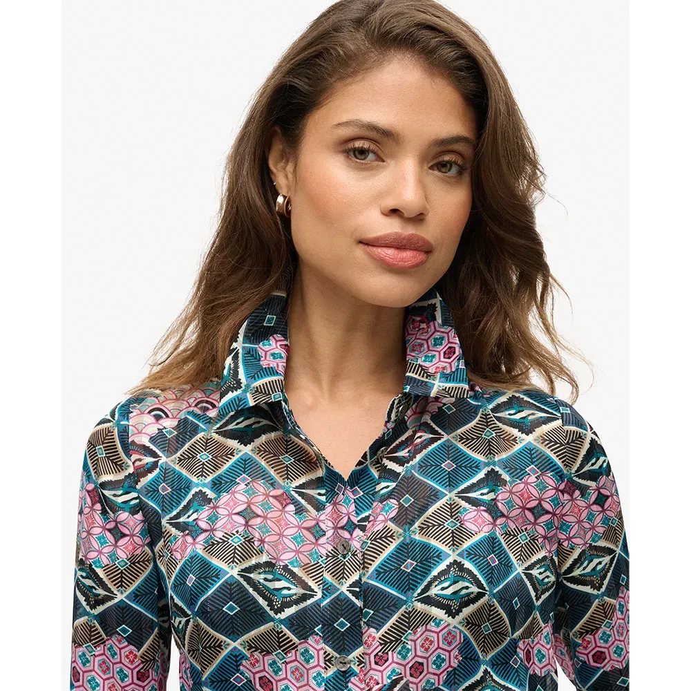 Футболка с длинным рукавом с принтом Sheer Lurex Superdry, зеленый — фото 2