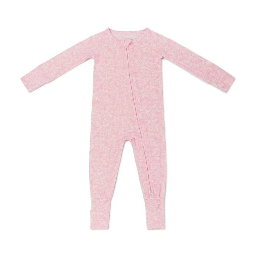 Детский слип из бамбука Petite Fleur Motette, Pink With Tiny White Flowers