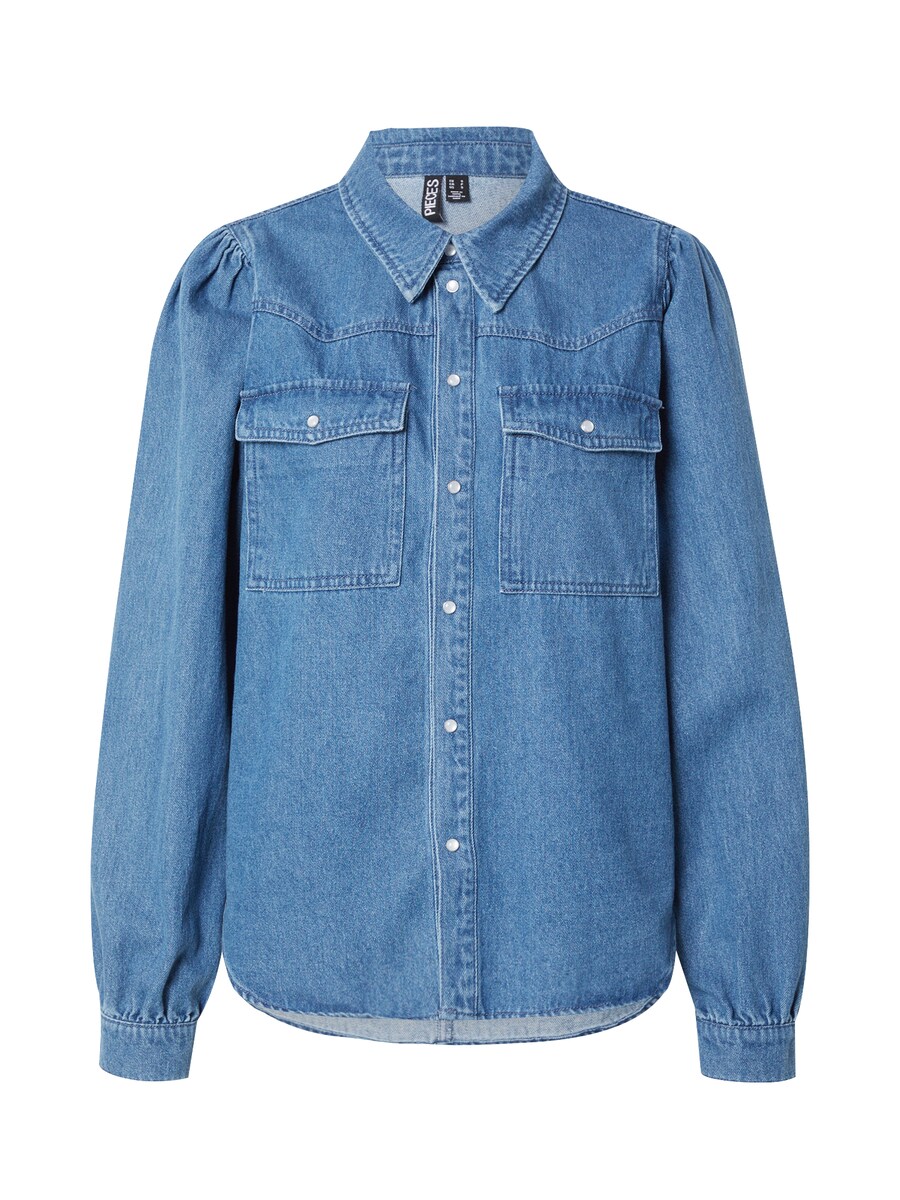 

Блузка PIECES Blouse PCPAULA, синий деним