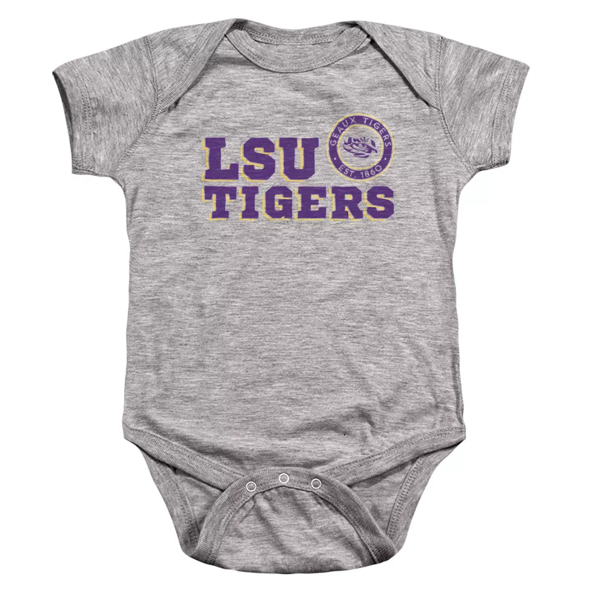 Детский боди-комбинезон с коротким рукавом LSU Block Text NCAA, Athletic Heather