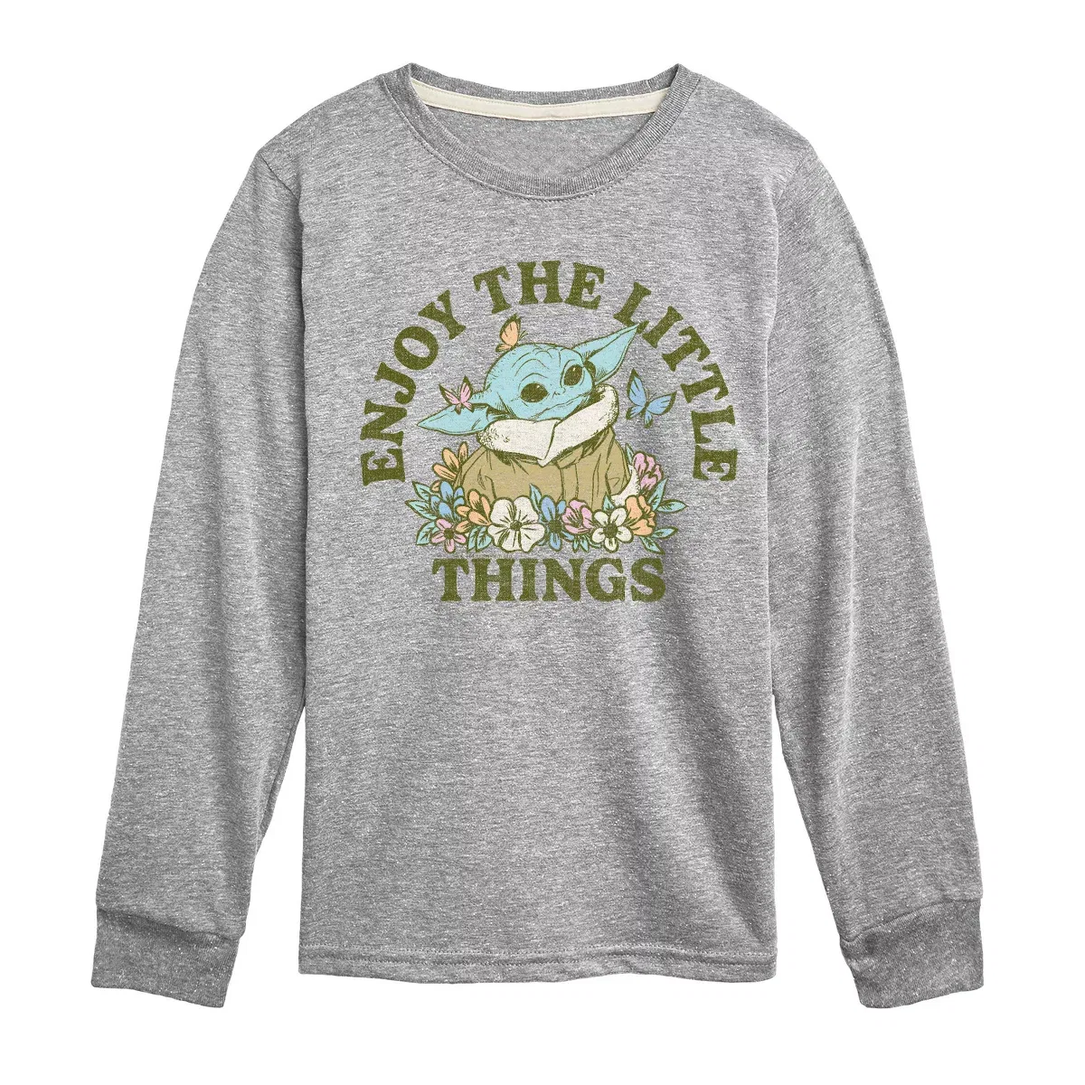 Детский лонгслив с принтом The Mandalorian - Enjoy The Little Things, The Mandalorian, Athletic Heather